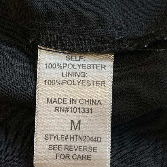 CHARLOTTE RUSSE Tie front shirt SHEER KNIT solid black LAYERED SLEEVES dressy M - Picture 9 of 11